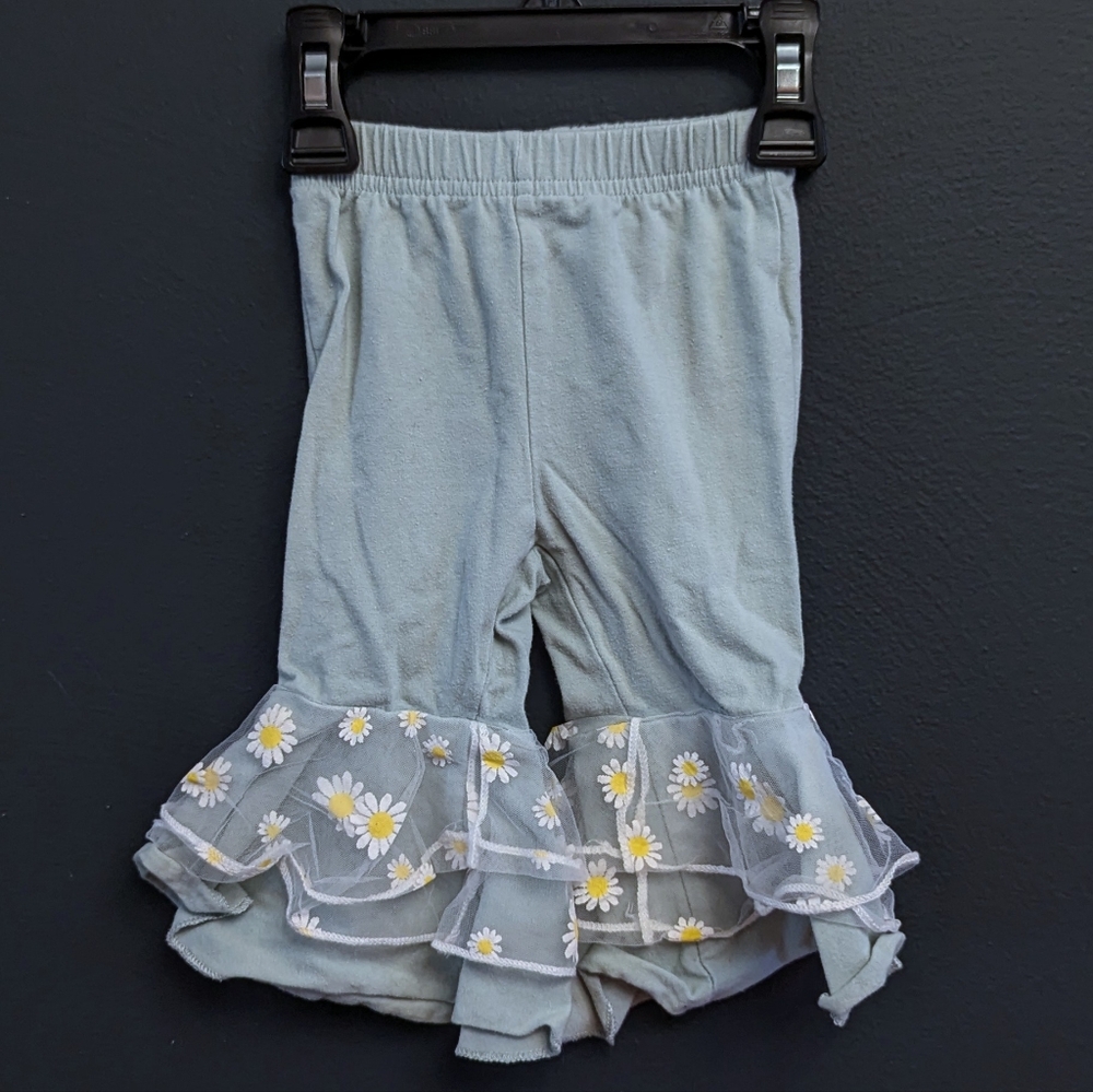 Light Blue/Aqua Daisy Lace Ruffle Bottoms